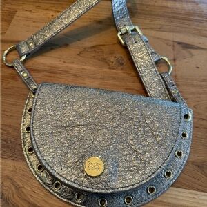 See By Chloe Metallic gold “Kriss” convertible belt Bag with Grommet Detail